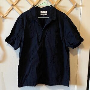 MADEWELL Men's Dark Navy-Blue Casual Button Down Shirt